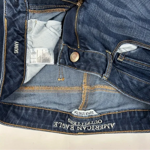 Y2K American Eagle Women’s Size 10 LONG Skinny Jeans Dark Wash Stretch #1217 - Picture 2 of 12